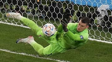Croatia goalkeeper Dominik Livakovic was brilliant in the shootout and in the match to deny Brazil. (AP PHOTO)