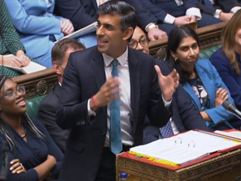Rishi Sunak took his place in the UK parliament for the first time as British prime minister. (EPA PHOTO)