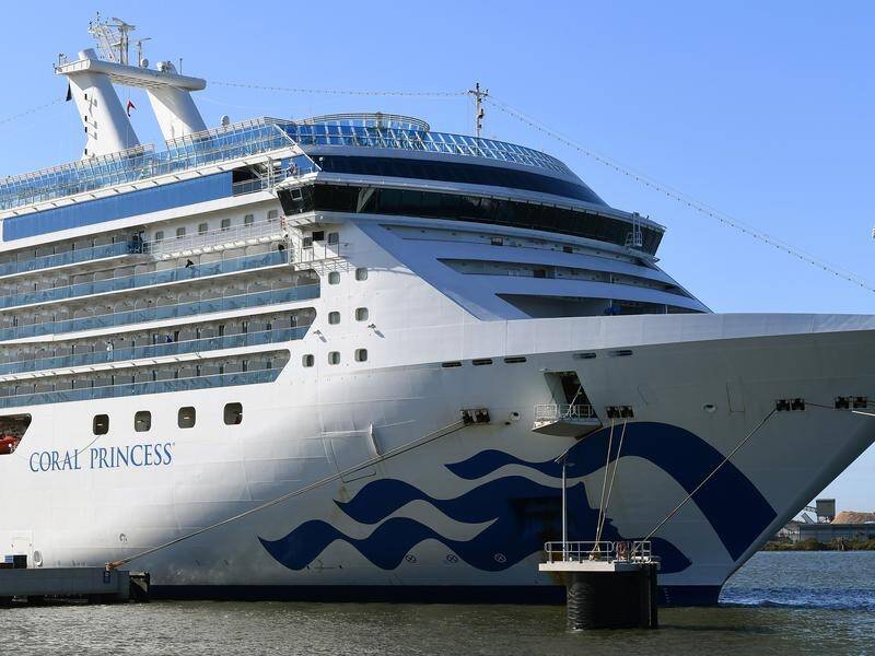 The Coral Princess has an undisclosed number of COVID-19 cases among its passengers and crew. (Jono Searle/AAP PHOTOS)