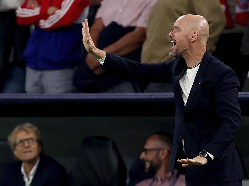 Manchester United manager Erik ten Hag is looking for a solution to fix his team's leaky defence. (EPA PHOTO)