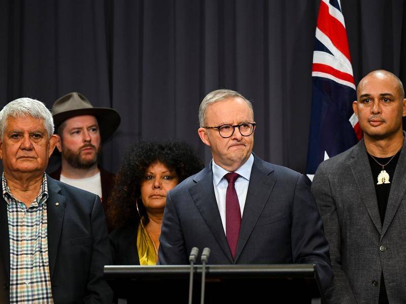 Anthony Albanese says the voice referendum will provide an inspiring and unifying Australian moment. (Lukas Coch/AAP PHOTOS)