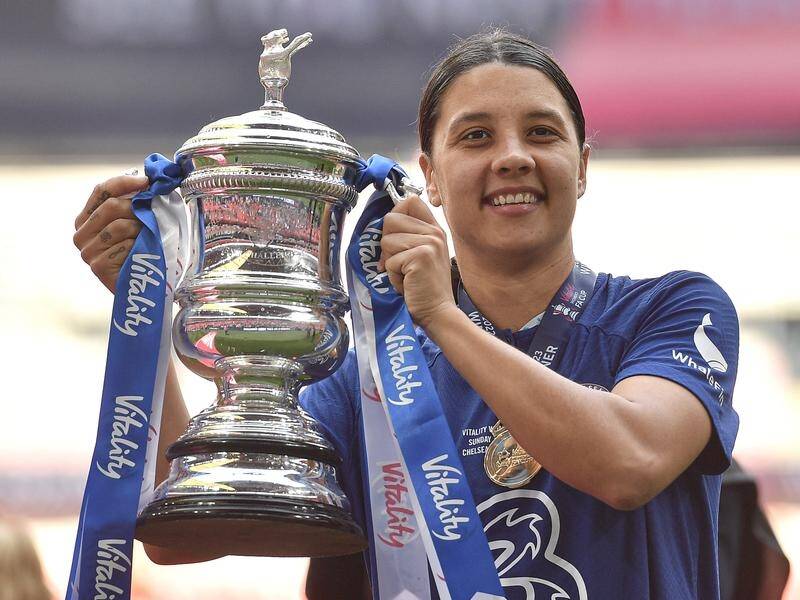 Sam Kerr scored the winner as Chelsea lifted the Women's FA Cup for the third year in succession. (EPA PHOTO)