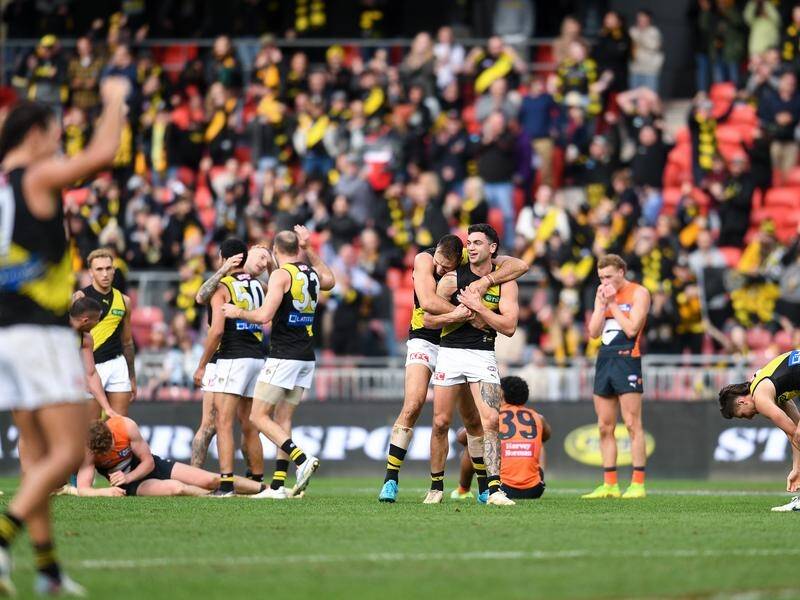 Richmond posted their first win under new coach coach Andrew McQualter in an AFL thriller over GWS. (Steven Markham/AAP PHOTOS)