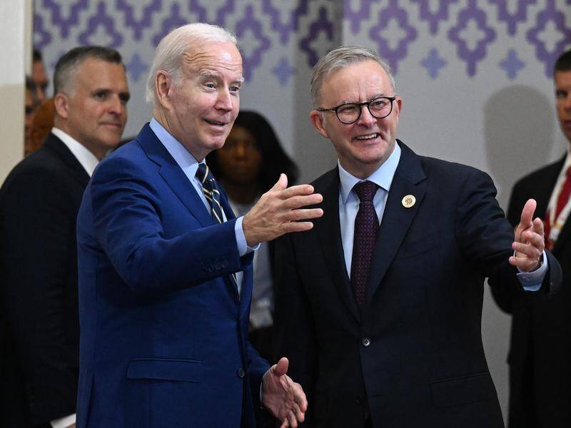 Anthony Albanese will join US President Joe Biden and UK Prime Minister Rishi Sunak in San Diego. (Mick Tsikas/AAP PHOTOS) Anthony Albanese will join US President Joe Biden and UK Prime Minister Rishi Sunak in San Diego. (Mick Tsikas/AAP PHOTOS)