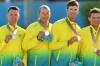 Barrie Lester, (far left) will receive the Commonwealth Games flag at the closing ceremony (Darren England/AAP PHOTOS)