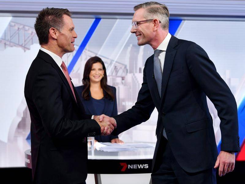 NSW Labor leader Chris Minns (L) and Premier Dominic Perrottet faced off in the televised debate. (Bianca De Marchi/AAP PHOTOS)