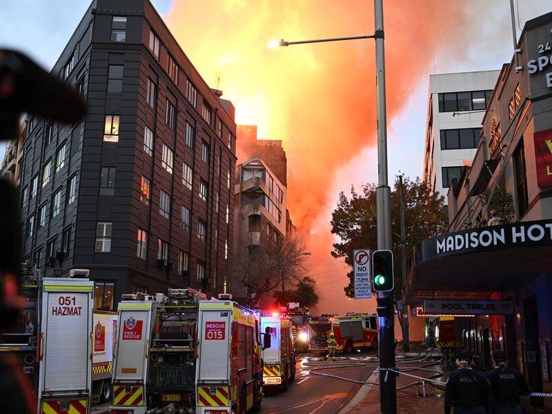 A fire has gutted a former hat factory in central Sydney. (Dean Lewins/AAP PHOTOS)