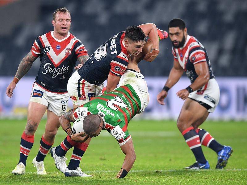 Roosters lock Victor Radley faces a one-game suspension for this tackle on South's Dane Gagai.