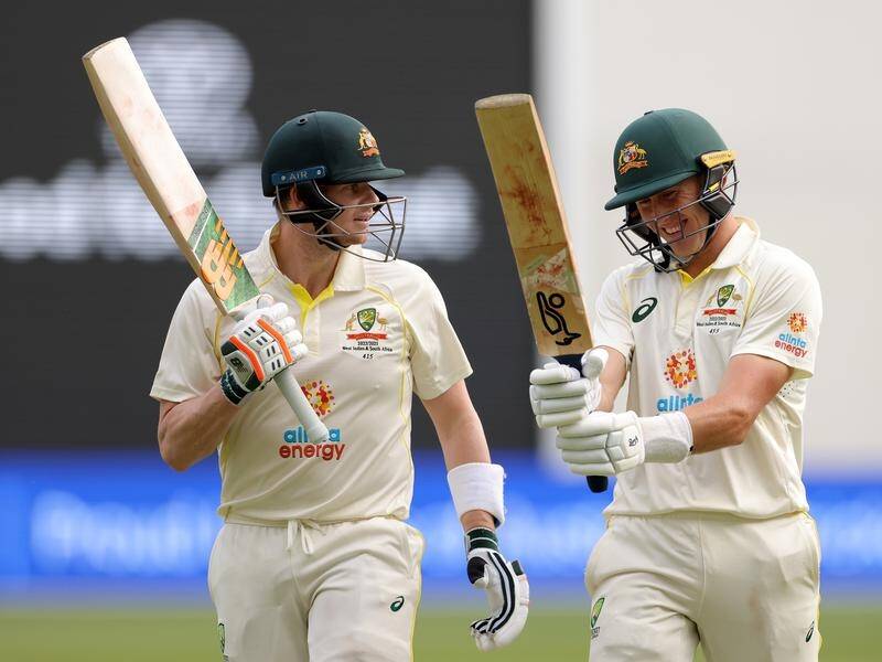 Steve Smith and Marnus Labuschagne have been helping each other - and helping themselves to runs. (Richard Wainwright/AAP PHOTOS)