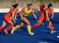 China have capitalised on a lightning start to beat the Hockeyroos 2-0 in Perth. (Dean Lewins/AAP PHOTOS)