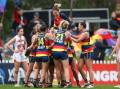 It was party time for Adelaide in their record-breaking AFLW win over GWS. (Matt Turner/AAP PHOTOS)