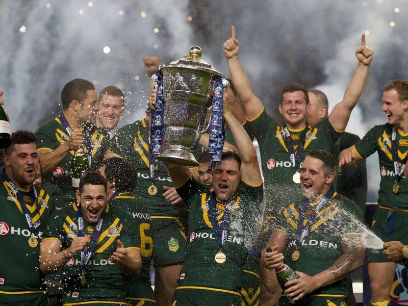 The last Rugby League World Cup final staged in England, in 2013, was won by Australia. (AP PHOTO)