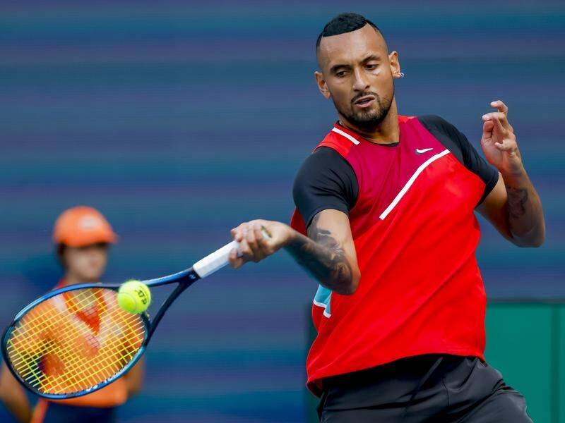 Australia's Nick Kyrgios is into the last 16 of the Miami Open after defeating Fabio Fognini.