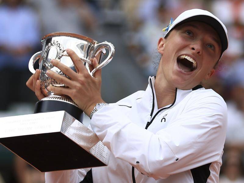 World No.1 Iga Swiatek has won the women's final at the French Open for the third time. (AP PHOTO)