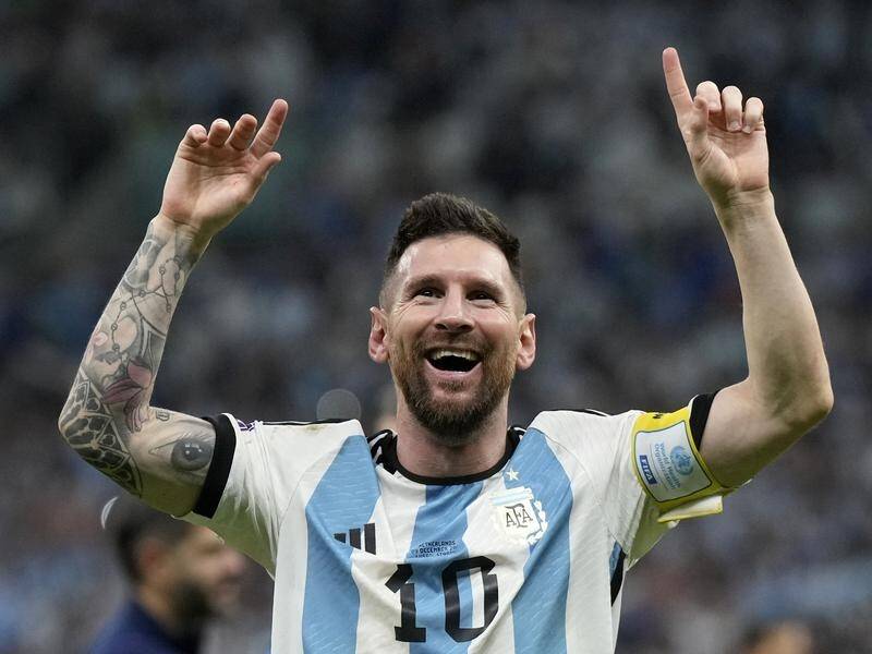 Lionel Messi believes late legend Diego Maradona is watching over him and his Argentina teammates. (AP PHOTO)