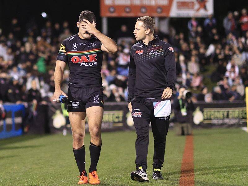 NSW star Nathan Cleary has suffered a hamstring injury in Penrith's win over St George Illawarra. (Mark Evans/AAP PHOTOS)