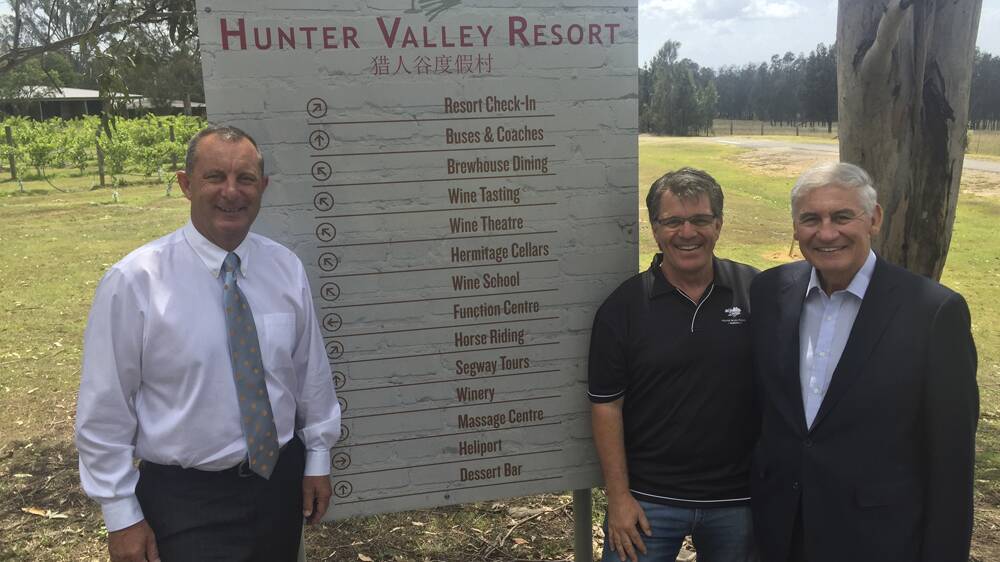 BENEFIT: Upper Hunter MP Michael Johnsen, Hunter Valley Resort general manager Philip Hele and Hunter Wine and Tourism Association chairman George Souris.