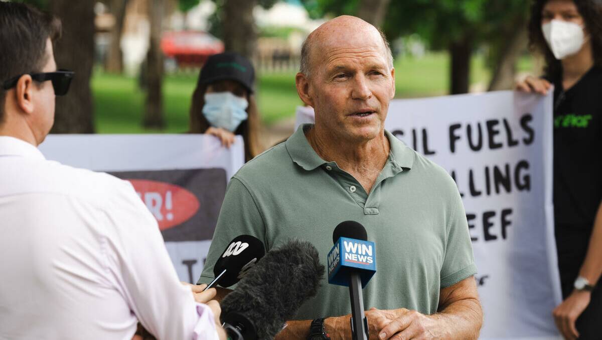 Speaking at a Greenpeace press conference in Cairns. Picture: Greenpeace