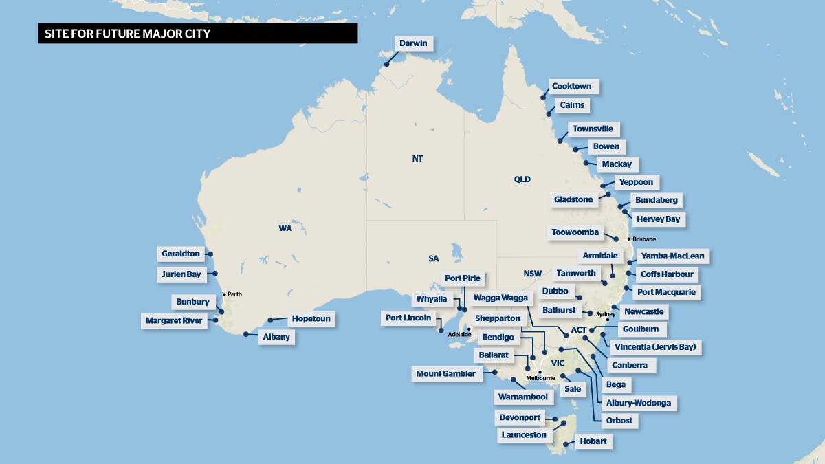 Where will Australia's next major city be situated?