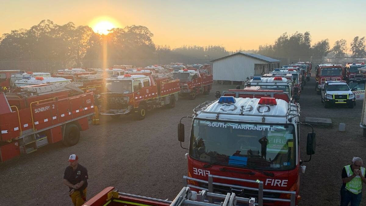 EARLIER THIS MORNING: A shot of the CFA Task Force 1 at the Singleton Army Base this morning. (Photo courtesy of DGO Andrew Jan, Coliban Group)