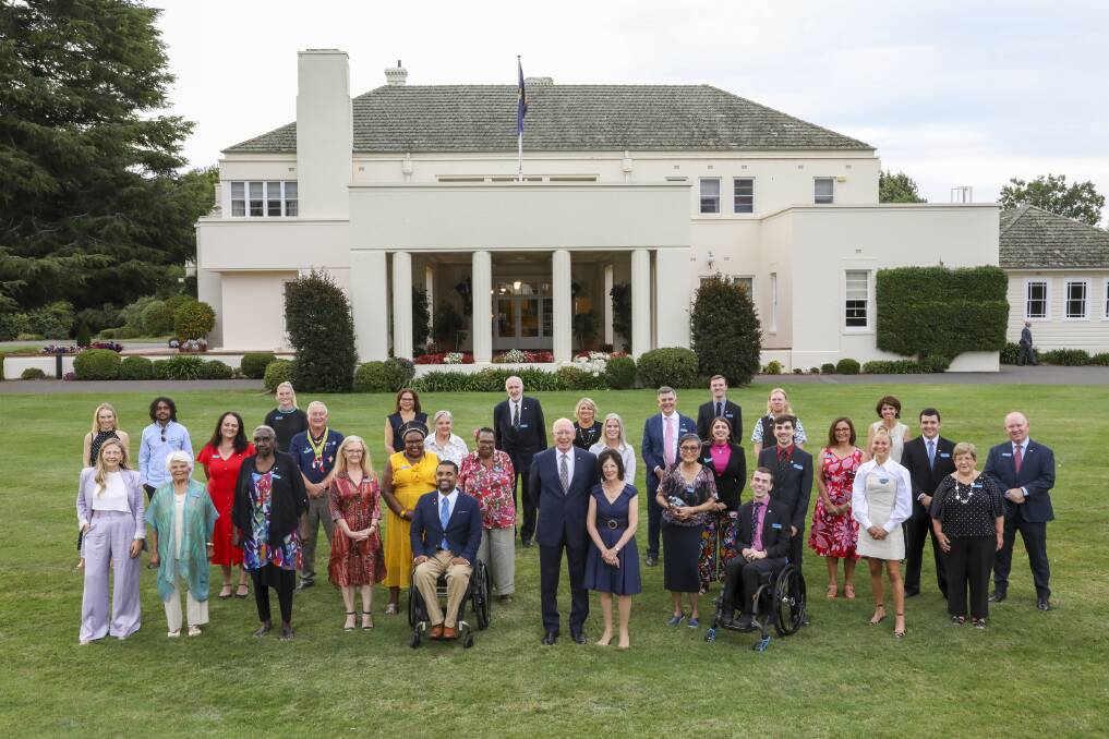 Grace Tame and the other state and territory finalists in the 2021 Australian of the Year Awards at Government House in Canberra. Picture: National Australia Day Council/Salty Dingo
