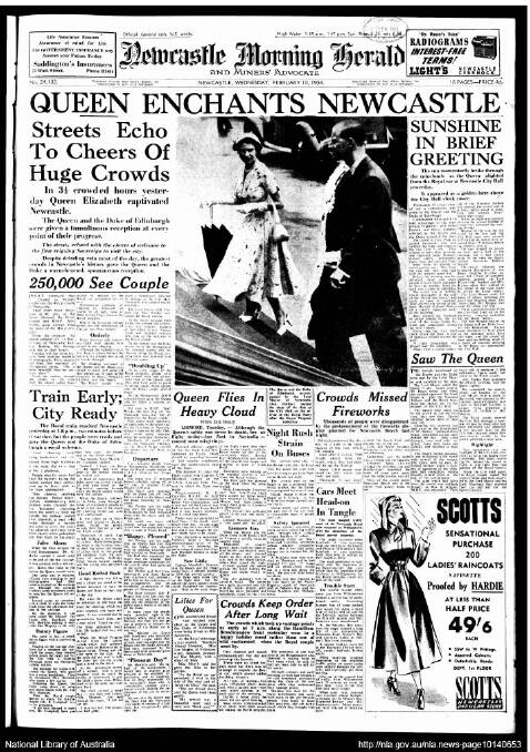 "Queen enchants Newcastle," the Herald's front page cheered in 1954.