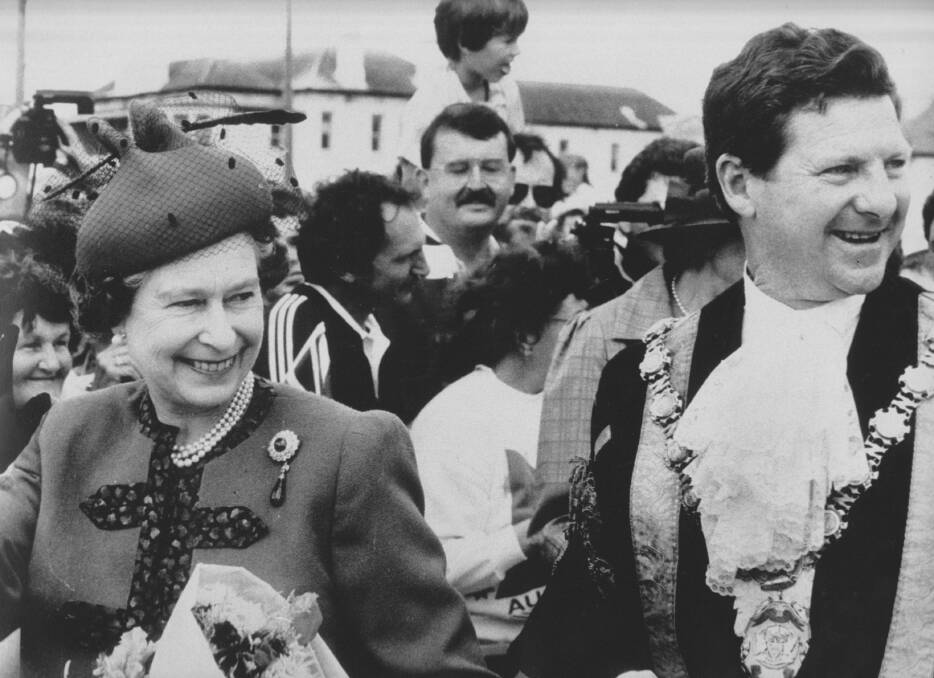 The Queen with then Newcastle lord mayor John McNaughton in 1988.