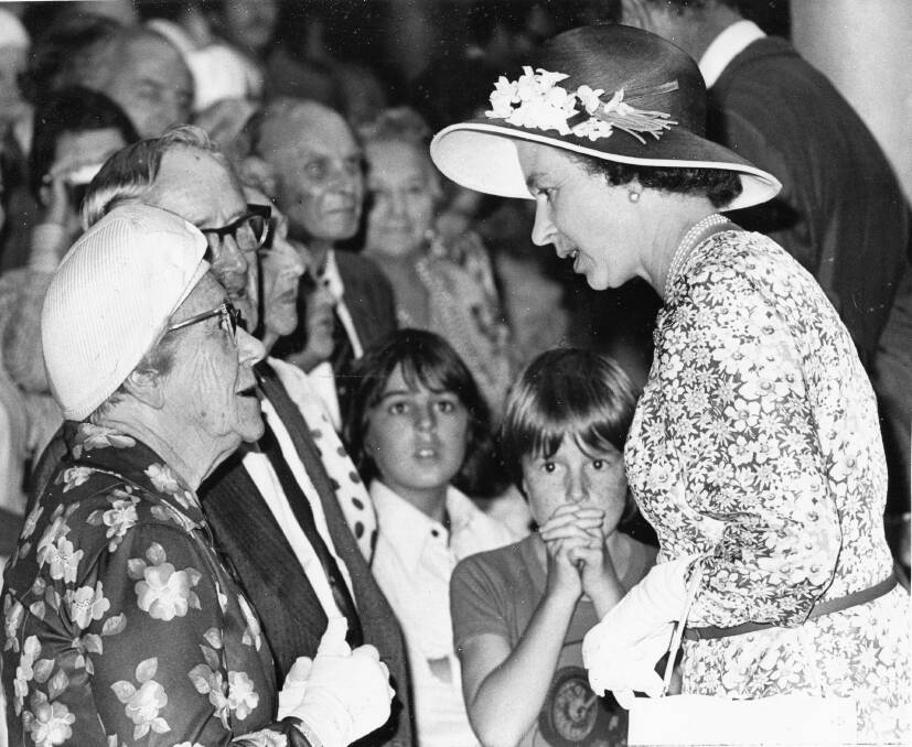 Queen Elizabeth speaks to well-wishers in Newcastle's Civic Park in 1977.