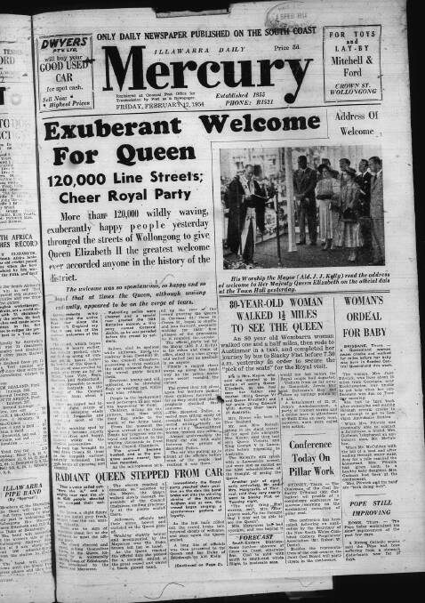 The Illawarra Mercury describes an "exuberant welcome" for Her Majesty in 1954. 