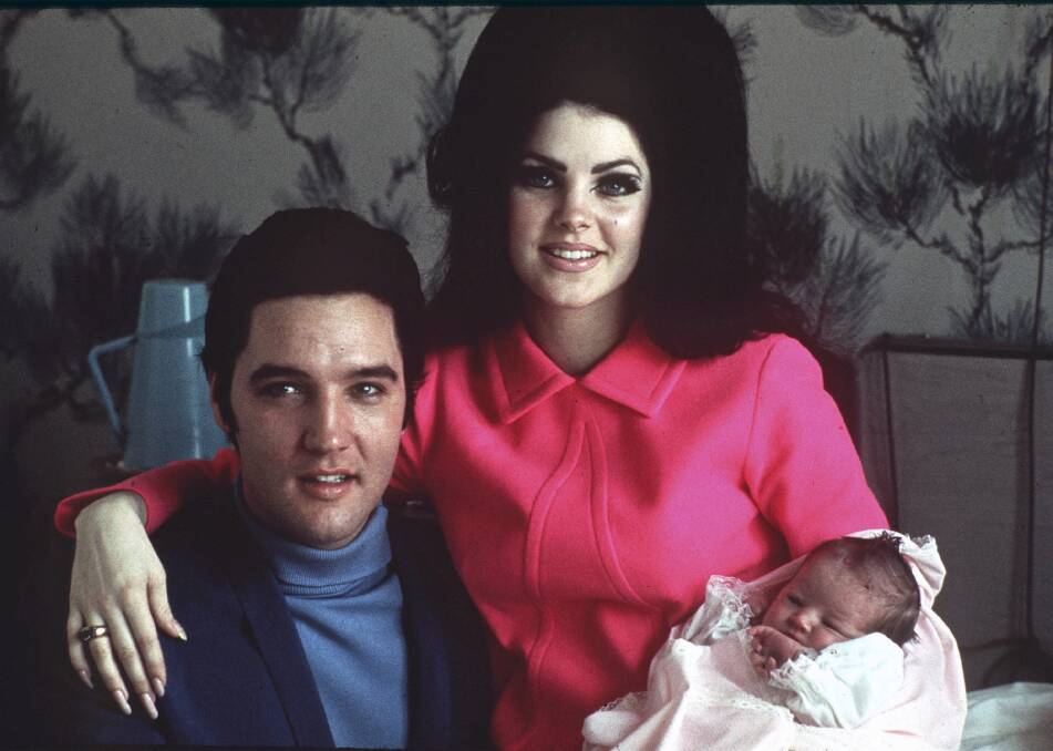Elvis Presley with wife Priscilla and daughter Lisa Marie on February 5, 1968. Picture by AP