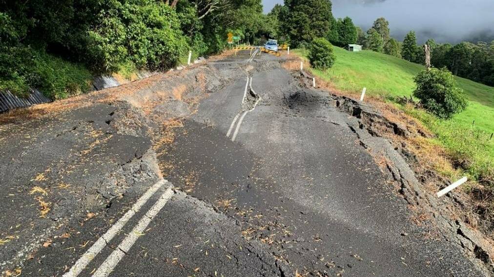 Wattamolla Rd near Berry is among the 2600 sites across the Shoalhaven damaged by East Coast Low weather events. Picture by Shoalhaven City Council