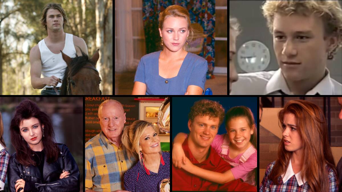 (clockwise from top left) Chris Hemsworth, Naomi Watts, Heath Ledger, Isla Fisher, Kate Richie, Craig McLachlan, Emily Symons, Ray Meagher and Dannii Minogue during their time on Home and Away. Pictures supplied