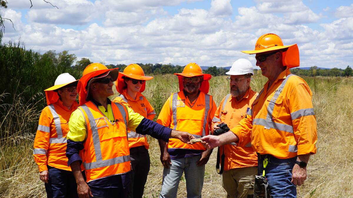 Aboriginal artefacts found during the construction of the Inland Rail have been returned to Country this week. Picture supplied