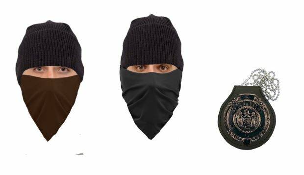 Police have released digital images of the suspects and a sketch of the false badges. Picture by Victoria Police