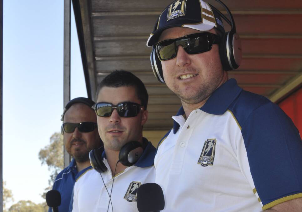 PROFESSIONALISM: Visiting announcer Joel Gosper joined forces with Footy Forum’s Marcus Bower and Steve Reynolds.